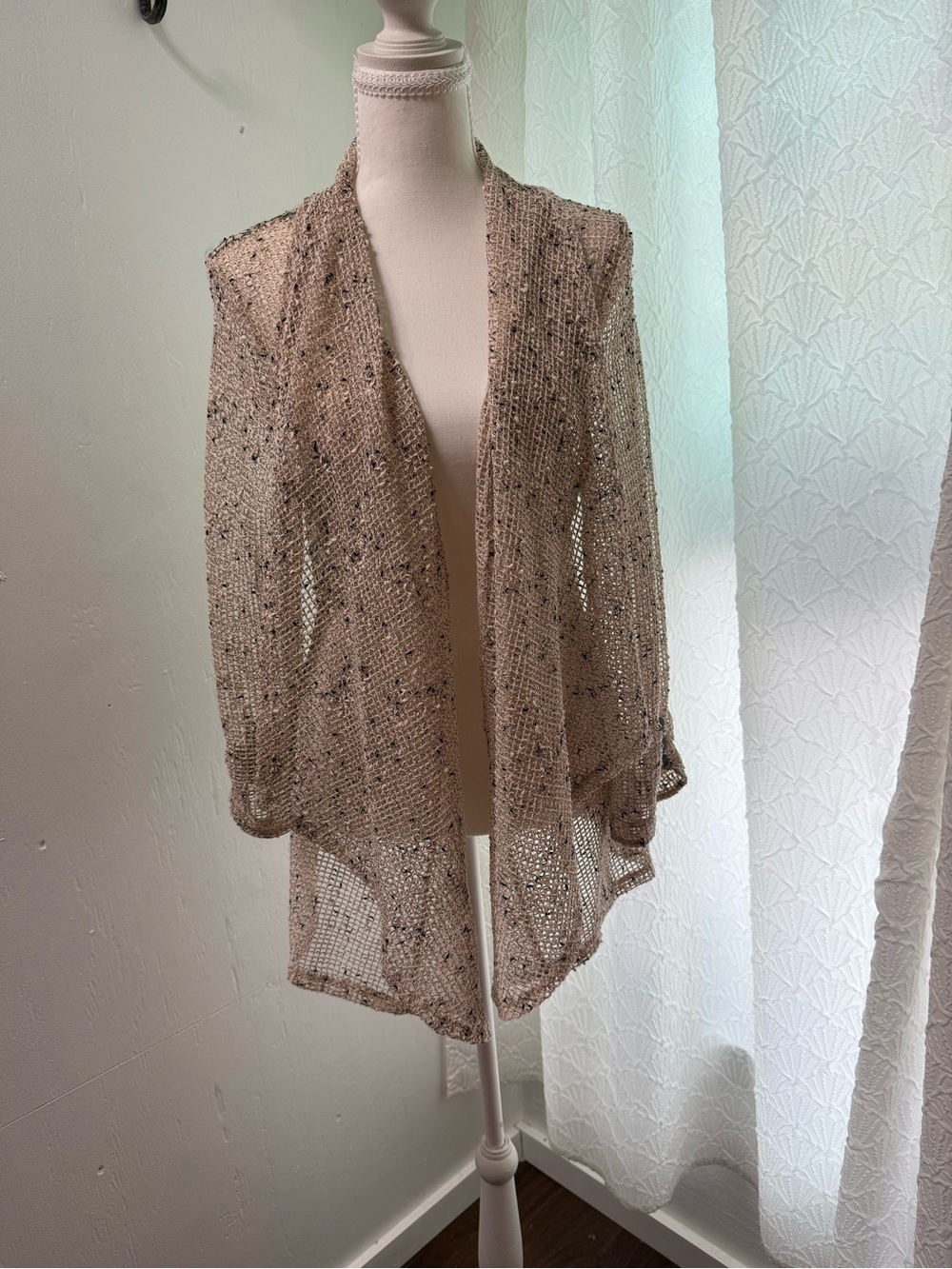 Lightweight Open Knit Beige Cardigan